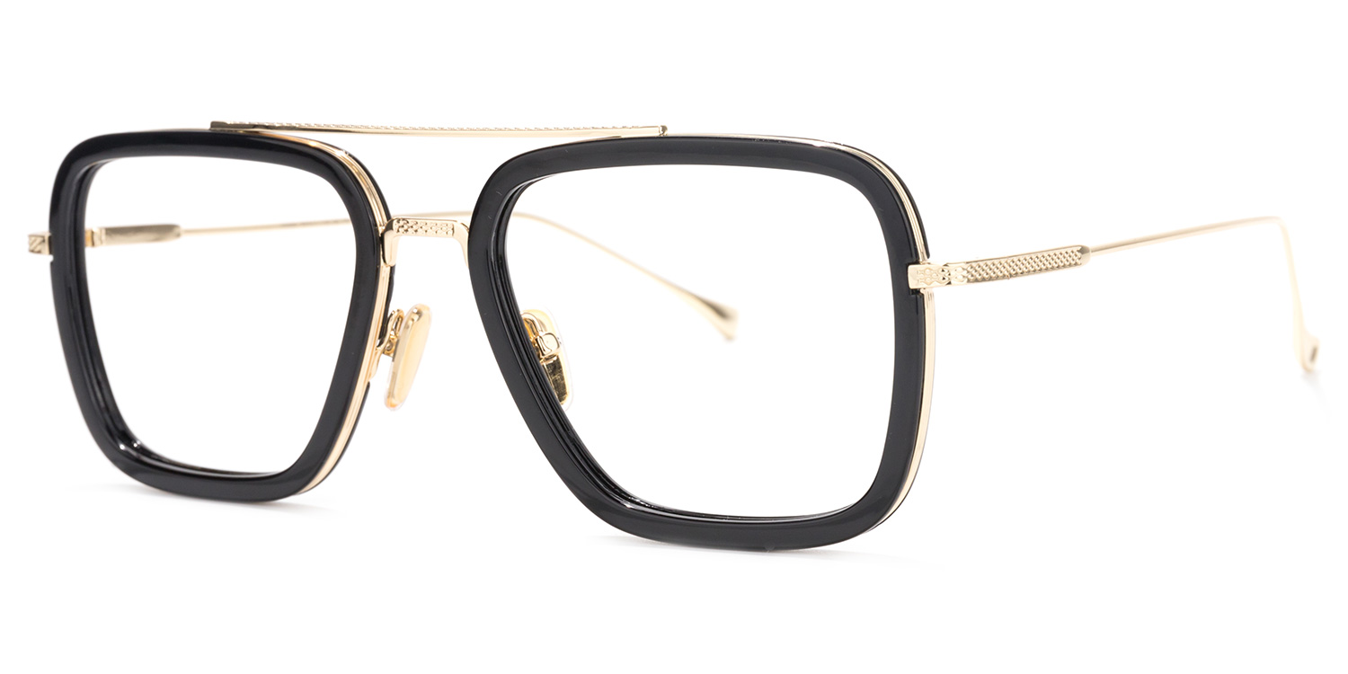 Gifford Aviator Black-Gold Glasses