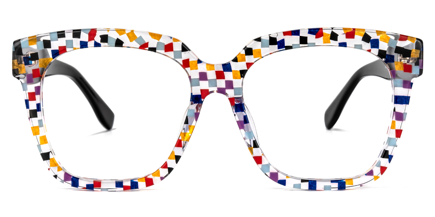 Xion Square Colorful-Point Glasses0