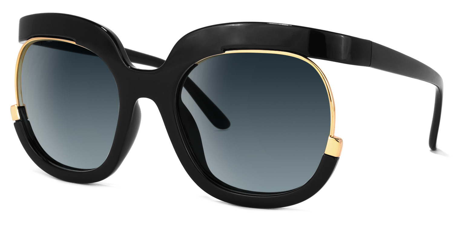 Darice Round Black Sunglasses
