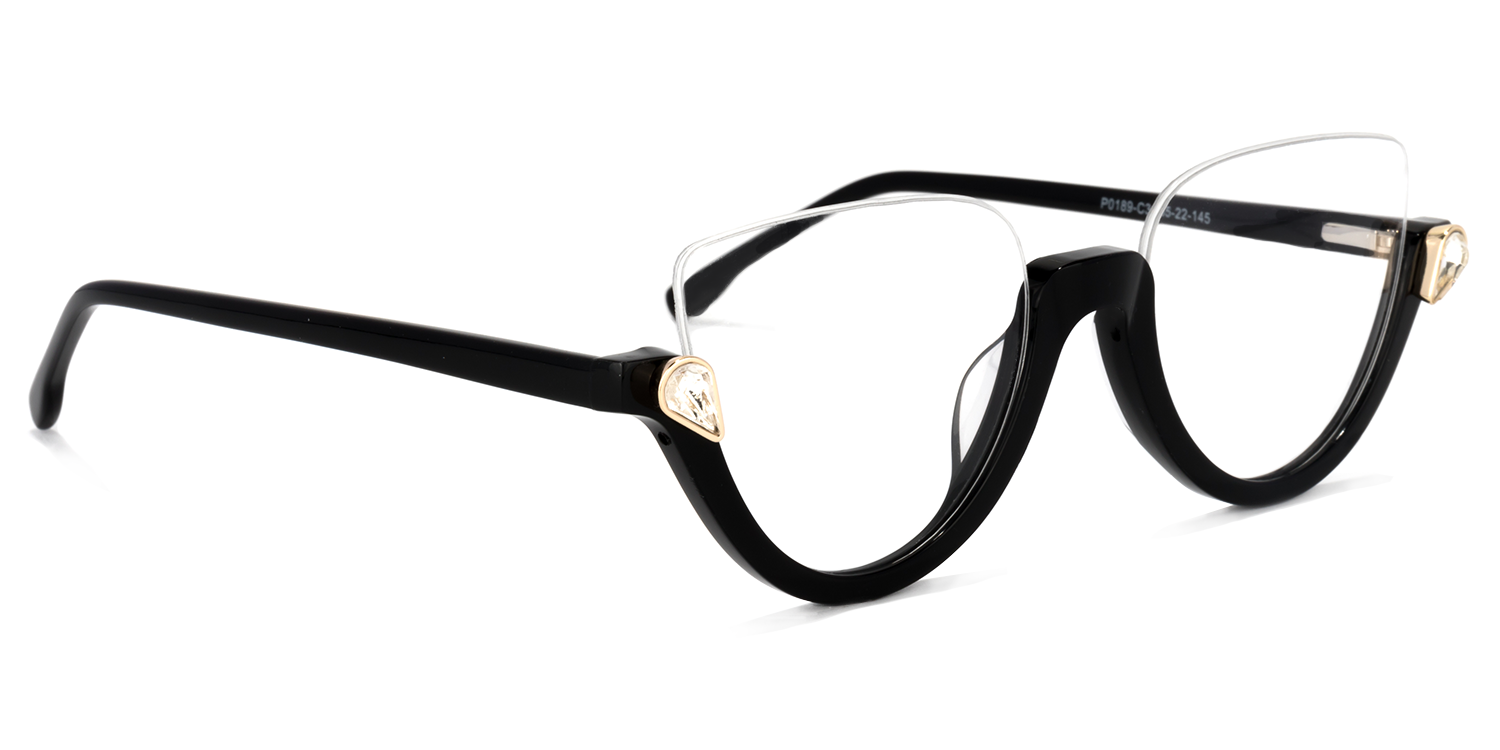 Felicia Cat Eye Black Glasses2