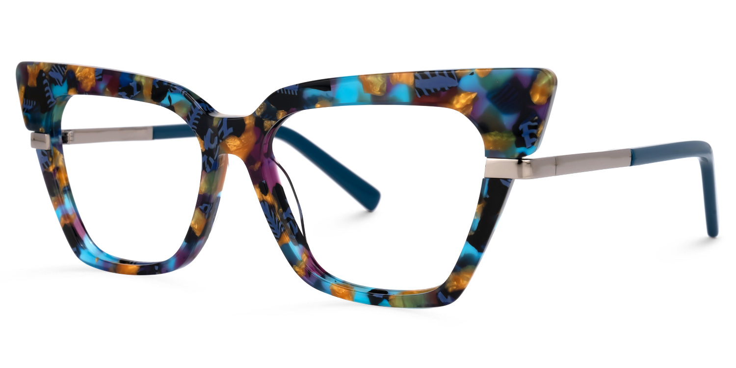 Dotson Cateye Blue-Floral Glasses