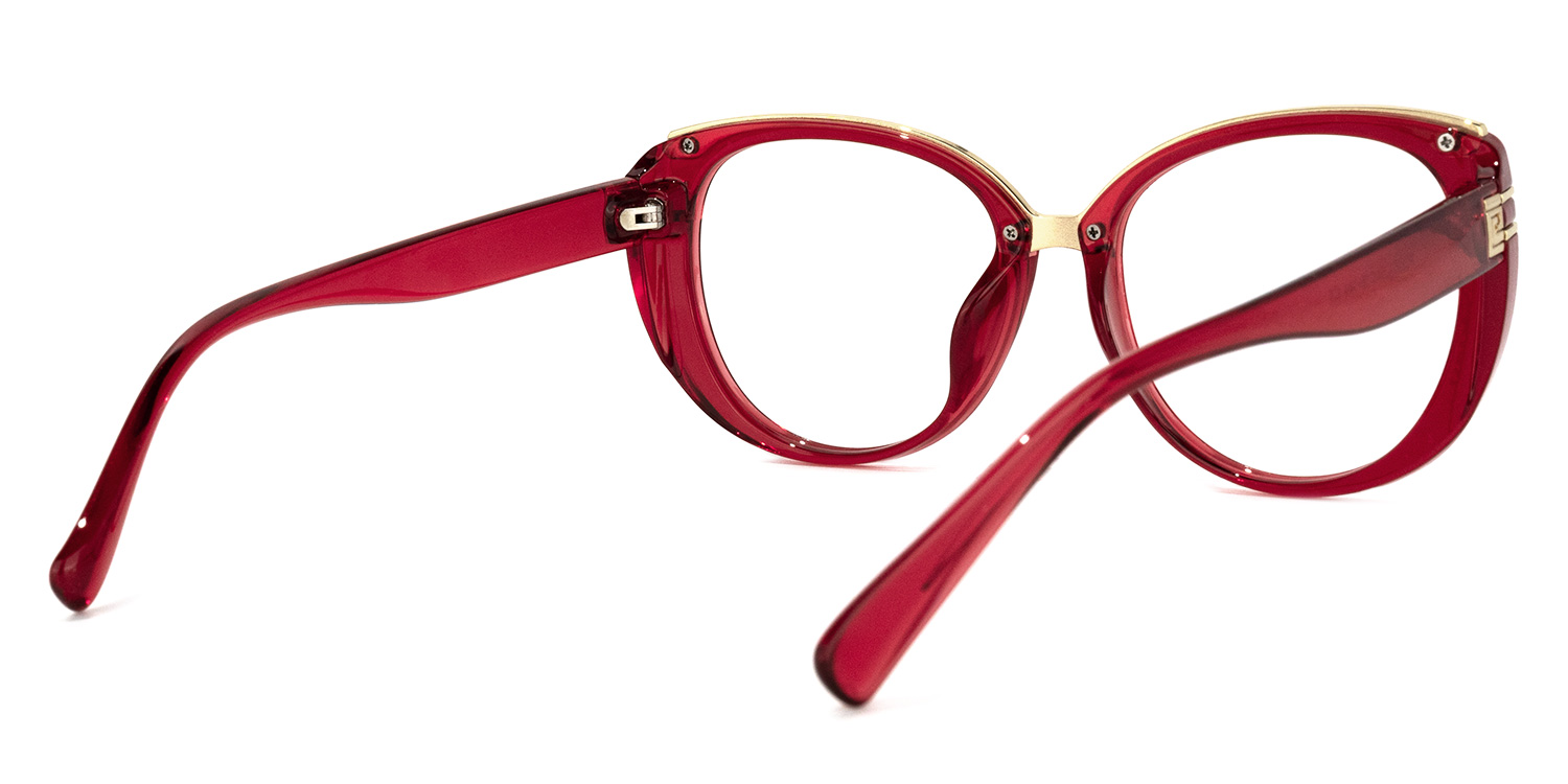 Fantine Oval Dark-Red Glasses4