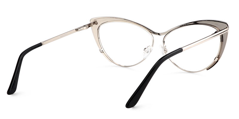 Cateye Silver Glasses | Zeelool Metal Eyeglasses6