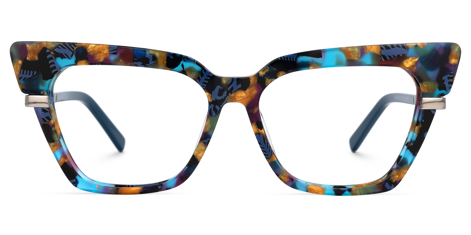 Dotson Cateye Blue-Floral Glasses